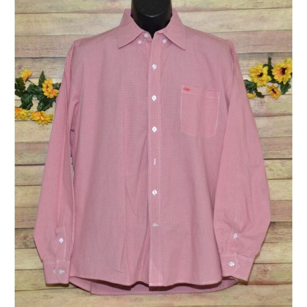 Texas Standard Red Micro Check Men's Dress Shirt Cotton Long Sleeve Western